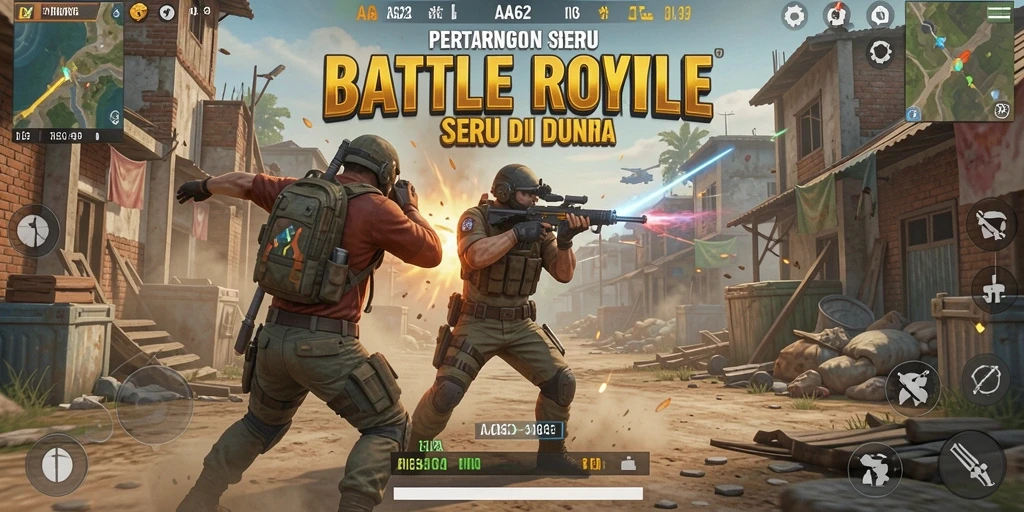 Tampilan gameplay seru dari <strong>AA62</strong>, aksi intens di medan tempur Battle Royale.