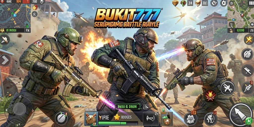 Gameplay BUKIT777 yang mendebarkan dalam pertempuran Battle Royale.