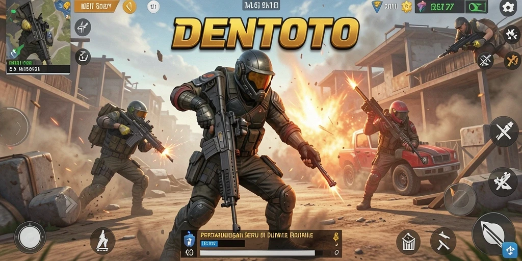 Tangkapan layar DENTOTO menunjukkan aksi mendebarkan di Battle Royale.