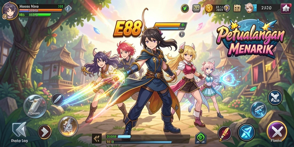 Tangkapan layar gameplay E88 yang menarik di dunia Anime.