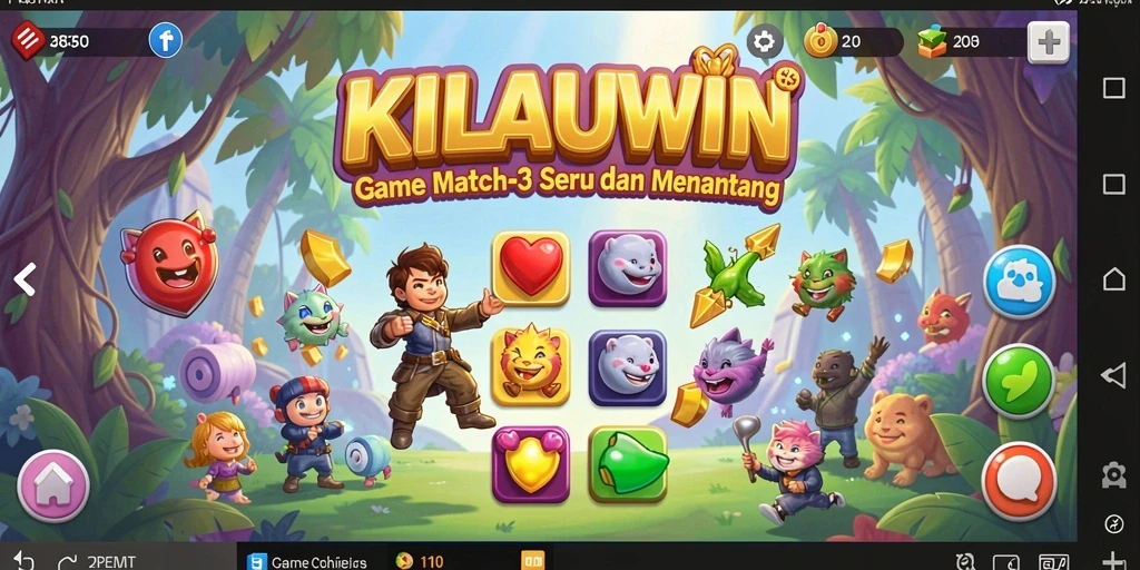 Screenshot gameplay KILAUWIN yang menampilkan sesi match-3 yang seru.