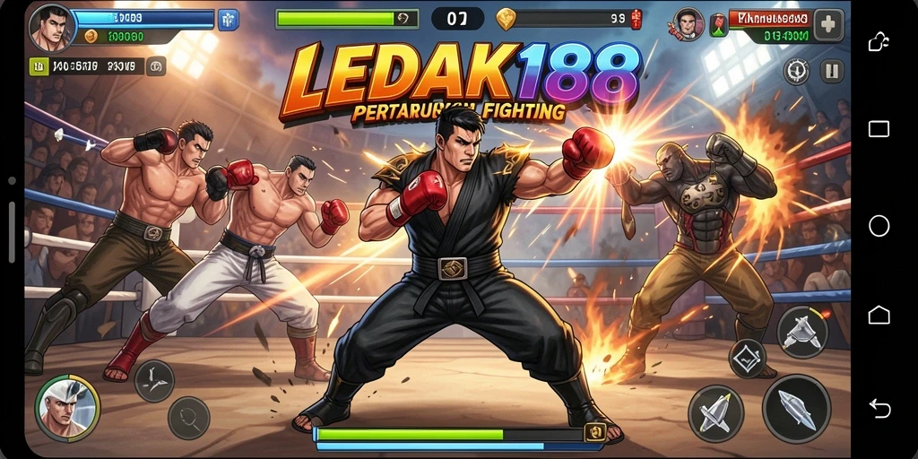 Tampilan gameplay seru di LEDAK188 dengan pertarungan yang mendebarkan.