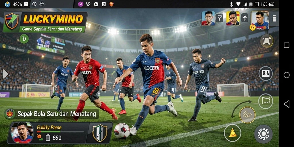 Tampilan dinamis dari pertandingan sepak bola di LUCKYMINO.