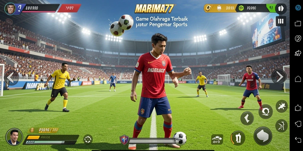 Screenshot menampilkan momen seru dalam gameplay olahraga MARIMA77.
