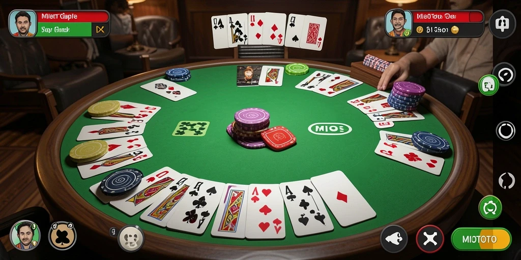 Tangkapan layar gameplay MIOTOTO yang menampilkan pertempuran Gaple yang seru.