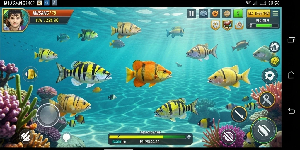 Tampilan gameplay seru dari MUSANG178 dalam menembak ikan.
