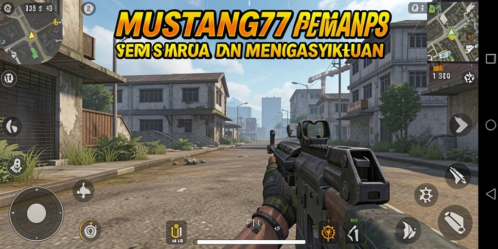 Tampilan utama gameplay MUSTANG77 dengan aksi menegangkan TPS.