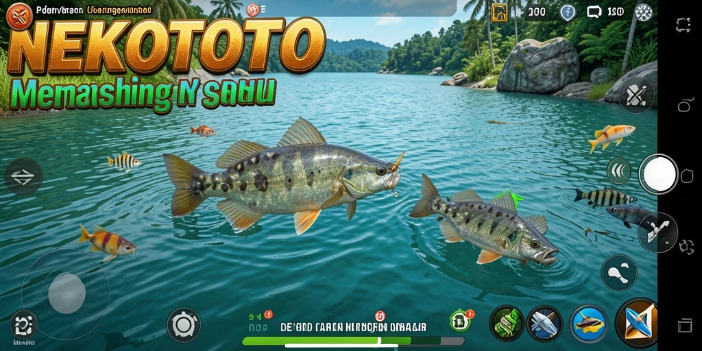 Tampilan gameplay seru saat memancing di NEKOTOTO