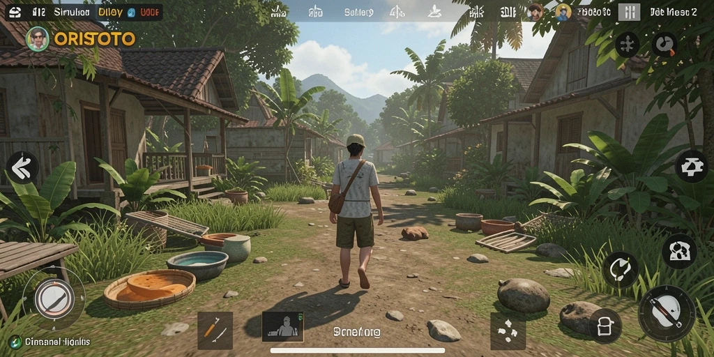 Tangkapan layar ORISTOTO menampilkan gameplay simulasi yang mendetail dan interaktif.