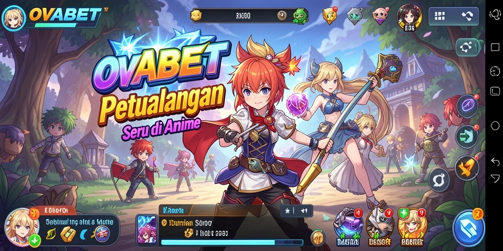 Screenshot utama OVABET menampilkan aksi seru dalam pertempuran karakter Anime.