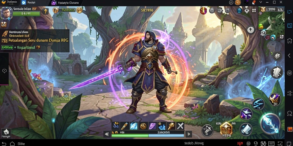 Tampilan gameplay menarik dari SR996 dengan karakter yang beraksi dalam pertempuran RPG.