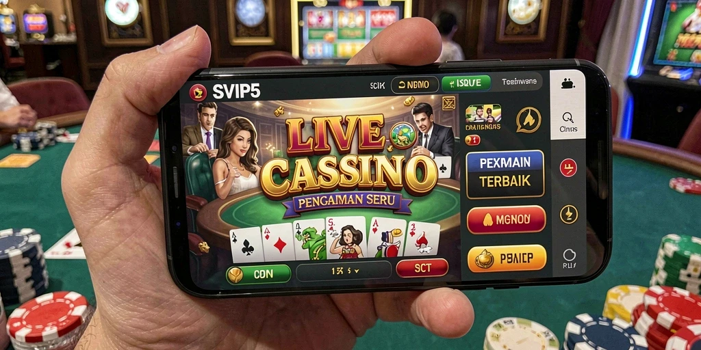 Screenshot gameplay SVIP5 menampilkan dealer profesional di meja Live Casino.