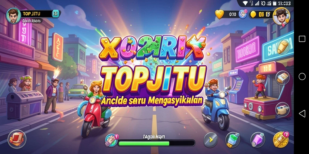 Tampilan gameplay seru dari TOPJITU dengan berbagai tantangan yang menarik.